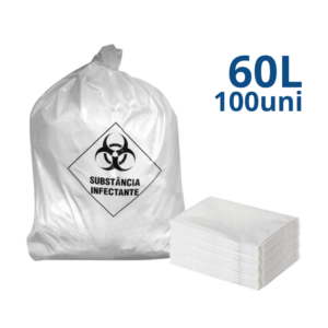 Saco de Lixo Hospitalar Branco Infectante 60L C/100