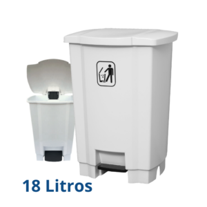 Lixeira Plástica 18 Litros com Pedal Branca Tonk - Alta Resistência