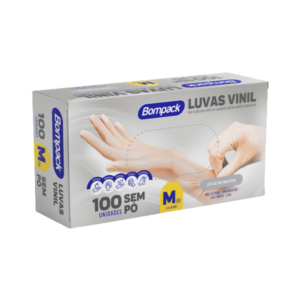 Luva Vinil Sem Pó Bompack M 100un Procedimentos