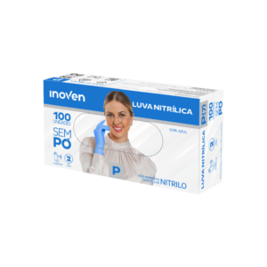 Luva Nitrílica Azul Sem Pó Inoven P 100un
