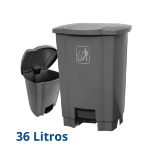 Lixeira 36 Litros Preta com Pedal Tonk - Alta Resistência