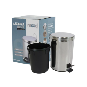 Lixeira em Inox Polido Redonda com Pedal 3 Litros Mood