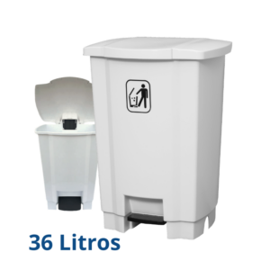 Lixeira 36 Litros Branca com Pedal Tonk - Alta Resistência