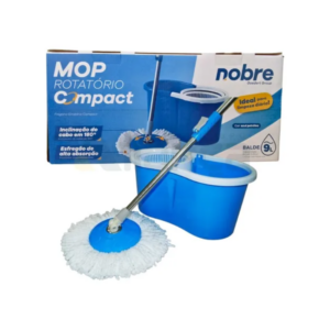 Mop Rotatório Compact 9 Litros Azul Kit Balde Esfregão 1 Und Azul-petróleo