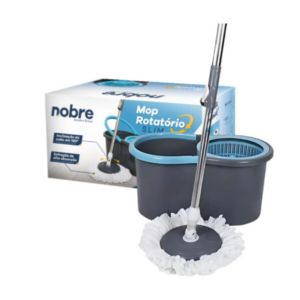 Mop Rotatório Slim Nobre 13L Azul com Esfregão Giratório