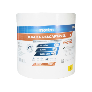 Toalha Descartável Multiuso 25cm X 240m 50g Rolo 600 Unidades